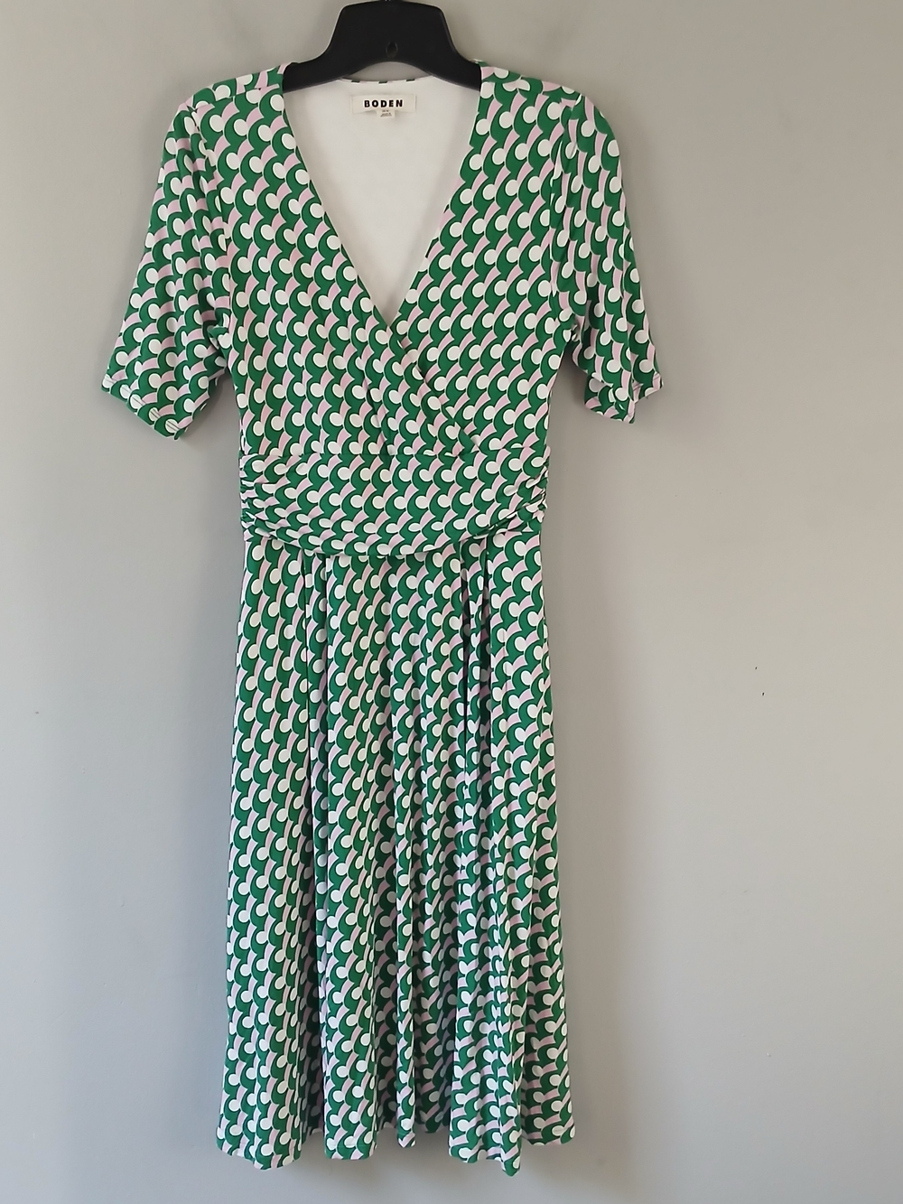 Boden Women's Size 4P Kassidy Jersey Midi Dress Ruched Waist Pockets V-neck